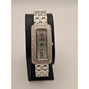 Women's Croton Mother of Pearl Deco Curve Watch Rhodium Plating